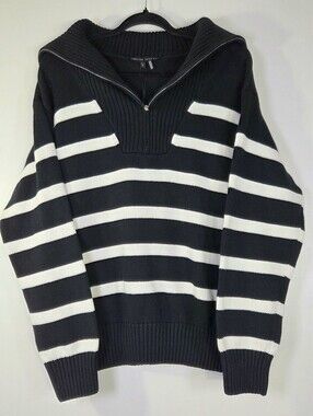 NWT ENGLISH FACTORY STRIPED KNIT HALF ZIP PULLOVER SWEATER.